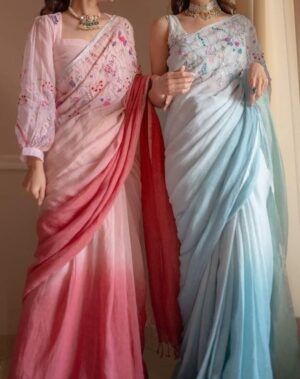 Pure linen By Linen - Hand Embroidery Work Design Saree With Blouse